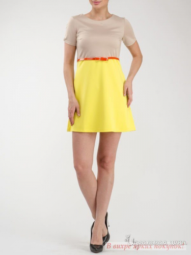 Платье Look At Fashion 8110, бежевый+желтый (44)