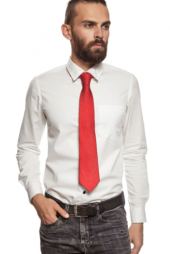 Классический галстук SIGNATURE #188171Белый, красный