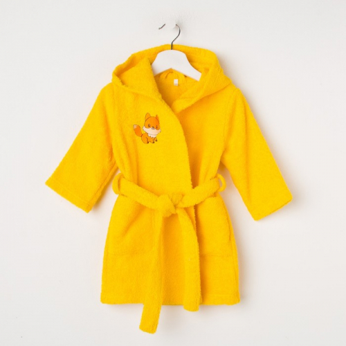Халат махровый детский Лисёнок, размер 30, цвет жёлтый, 340 г/м² хл. 100% с AIRO