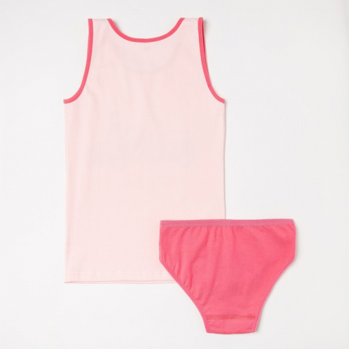 Комплект для девочки (майка,трусы), цвет розовый-фуксия/машина, рост 122-128 см
