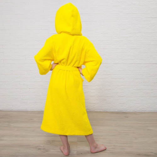 Халат махровый детский, размер 34, цвет жёлтый, 340 г/м2 хл.100% с AIRO