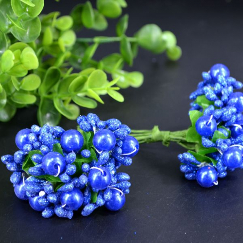 Тычинки для цветов с жемчугом синие (10шт)