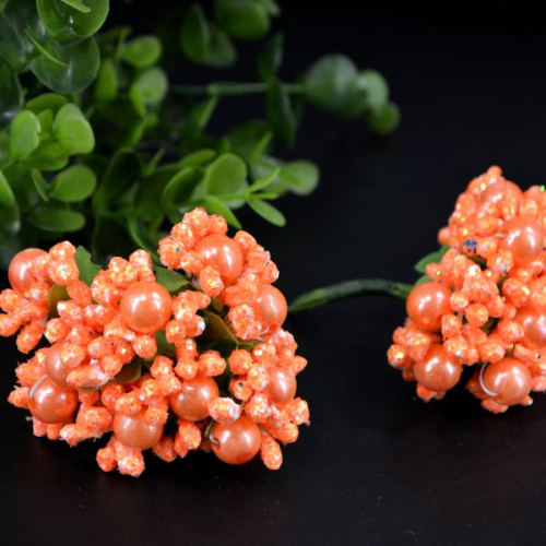 Тычинки для цветов с жемчугом оранжевые (10шт)