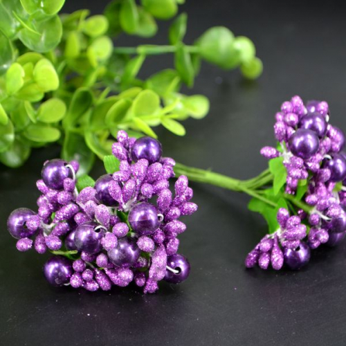 Тычинки для цветов с жемчугом фиолетовые (10шт)