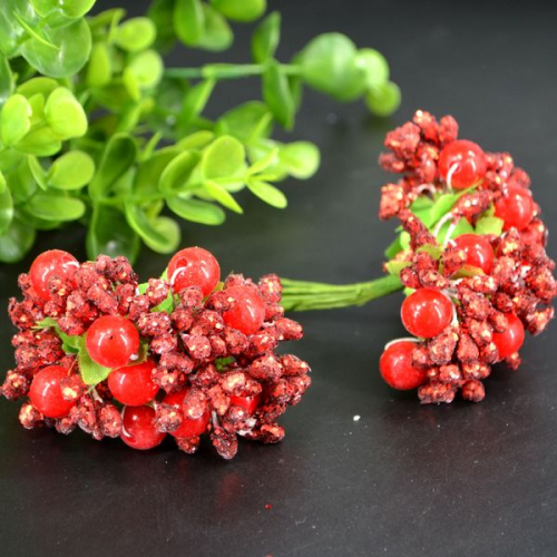 Тычинки для цветов с жемчугом красные (10шт)