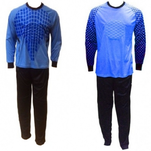 D223C Форма вратарская, р-р L, голубая футболка с длинным рукавом, брюки черн., ткань-полиэсте