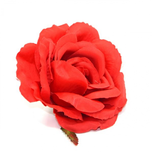 Роза голова 11 см ткань красная (1шт)