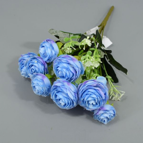 Букет роз многослойных 29см ткань голубой -528 (1шт)