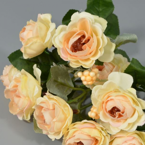 Букет роз кудрявых с шариками h25см ткань персиковый  (1шт)