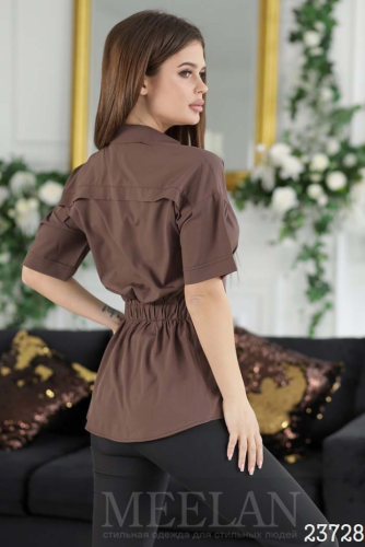 Женская блузка 23728 коричневый
