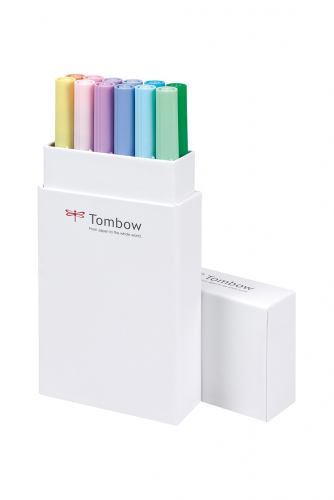 Набор двухсторонних акварельных маркеров ABT Dual Brush 12 штук Pastel colours в картонной упаковке