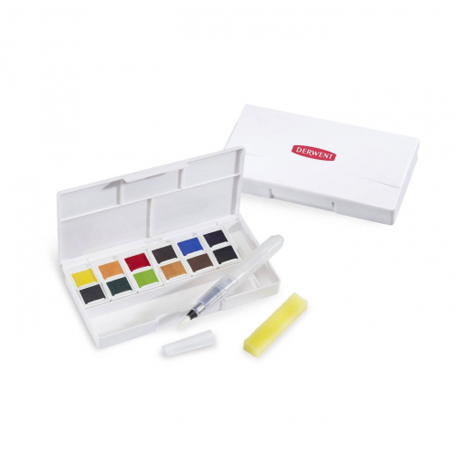 Набор акварельных (чернильных) кювет Inktense Paint Pan Travel Set 12 цветов в пластиковой упаковке