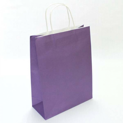 Подарочный крафт пакет с бумажной ручкой 25*31*11 см Фиолетовый 12 шт/уп