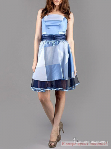 Платье LEJOLE 1204, светло-голубой,черный,принт (42)