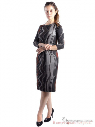 Платье Lissa 8287, черный, серый, терракот, верт.волны (38)