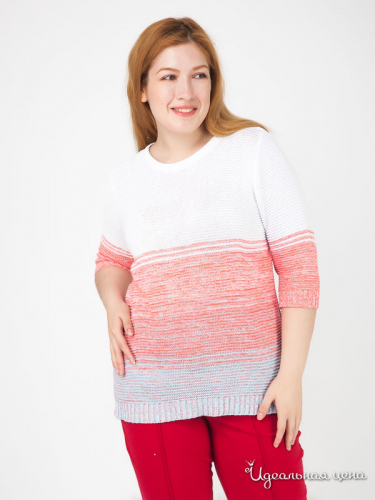 Пуловер Klingel 176149, белый, коралловый, полоска