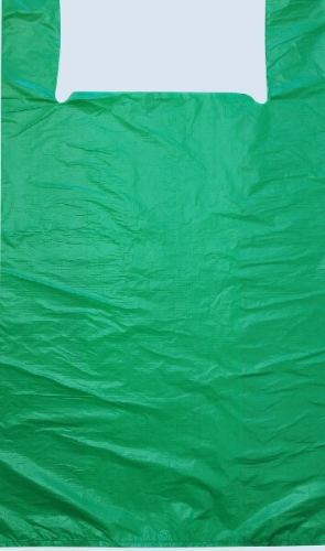 Полиэтиленовый пакет майка ПНД 19 мкм 45+22*90 см однотонный зеленый 50 шт