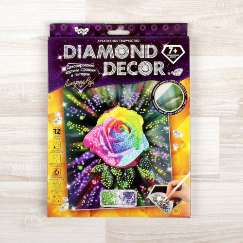 Набор для создания мозаики «Алмазная роза» DIAMOND DECOR, планшетка без рамки