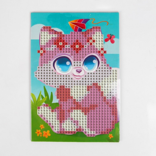 Алмазная мозаика для детей «Милый котик», 10 х 15 см. Набор для творчества
