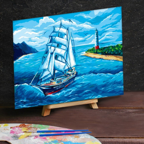 Картина по номерам на холсте 30×40 см «Парусник в море»