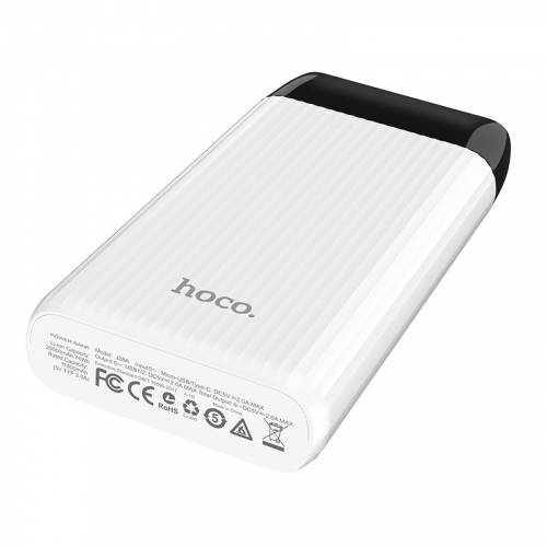 Портативный аккумулятор Power Bank Hoco J28 Shock power 10000mAh 2USB 2.1A, Type-C, дисплей, белый
