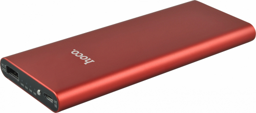 Портативный аккумулятор Power Bank Hoco B16 10000 mAh 1USB 2.1A, алюминиевый корпус, фонарь, красный