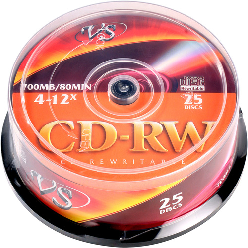 Диск VS CD-RW 80 700MB 4-12X (25) (250), кейкбокс