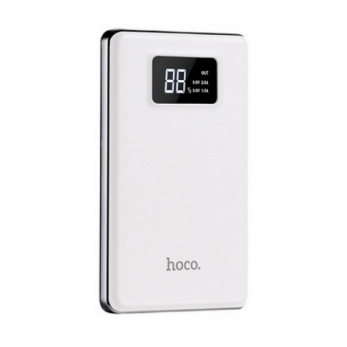Портативный аккумулятор Power Bank Hoco B23 Flowed 10000mAh 1USB x 2A, 1USB x 1A, дисплей, белый