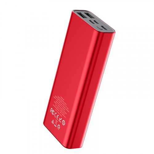Портативный аккумулятор Power Bank Hoco J46 10000 mAh 2USB, 2A(max), Type-C / iP5, дисплей, красный