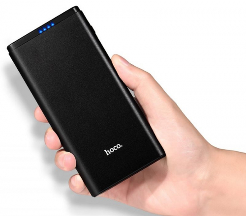 Портативный аккумулятор Power Bank Hoco J2 BeiboRapid10000 mAh 2USB 3.1A, алюминиевый корпус, черный