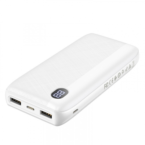 Портативный аккумулятор Power Bank Hoco J53A Exceptional 20000 mAh 2USB, Type-C, дисплей, белый