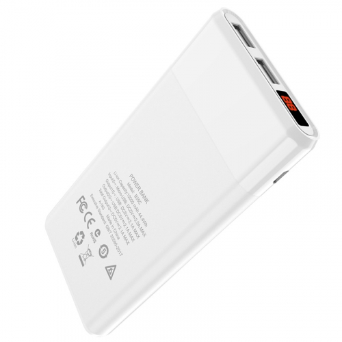 Портативный аккумулятор Power Bank Hoco B35C Entourage 12000mAh 2USB 2.1A, дисплей, белый