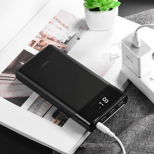 Портативный аккумулятор Power Bank Hoco B35E Entourage 30000mAh 3USB x 2Amax, дисплей, черный