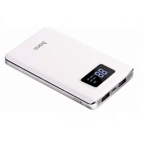 Портативный аккумулятор Power Bank Hoco B23 Flowed 10000mAh 1USB x 2A, 1USB x 1A, дисплей, белый