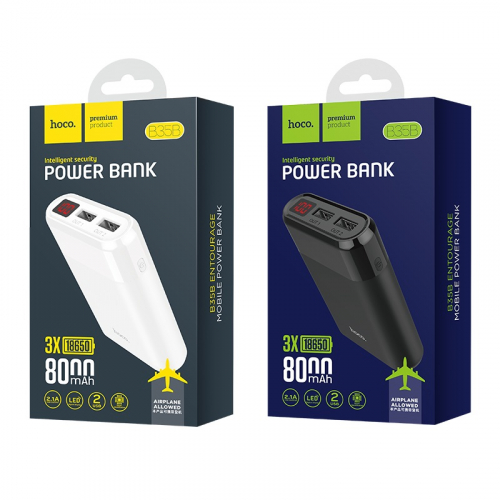 Портативный аккумулятор Power Bank Hoco B35B Entourage 8000 mAh 1USB 2.1A, белый