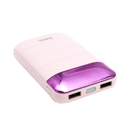 Портативный аккумулятор Power Bank Hoco B29 Domon 10000 mAh 2USB 3.1A, soft touch, дисплей, розовый