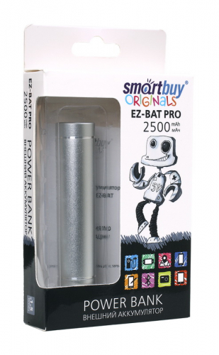 Портативный аккумулятор Smartbuy Ez-bat Pro, 2500 мАч, серебристый (арт.SBPB-2010)