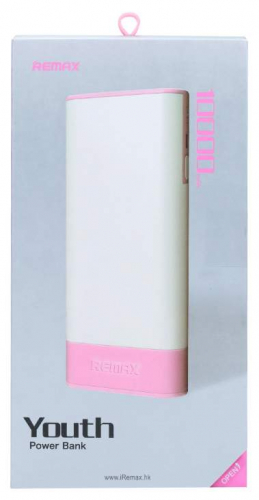 Портативный аккумулятор Remax RPL-19 Youth, 10000mAh, бело-розовый