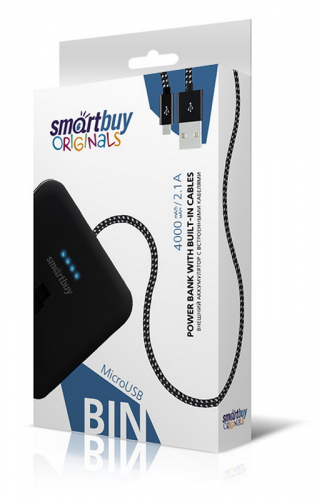 Портативный аккумулятор Smartbuy BIN, 4000 мАч, для microUSB черный (SBPB-300)