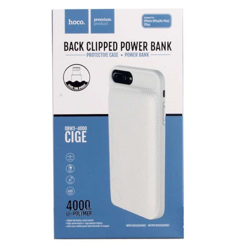 Портативный аккумулятор Power Bank Hoco BW3 4000 mAh для iP6+ (5.5) пластик, белый