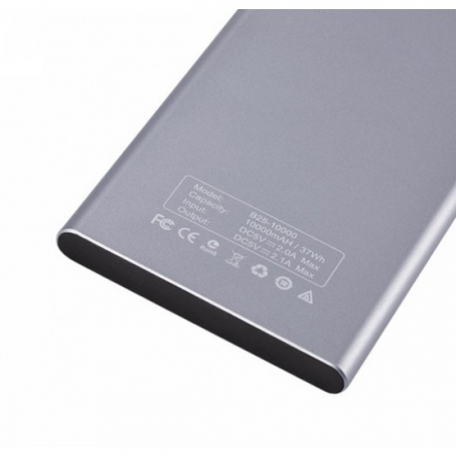 Портативный аккумулятор Power Bank Hoco B25 Hanbeck 10000 mAh 1USB 2.1A, алюминиевый корпус, серый