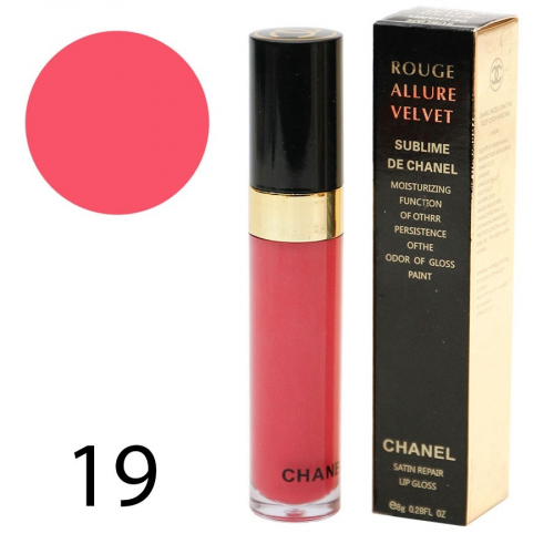 Блеск для губ Chanel Rouge Allure Velvet Sublime 8g №19 (1шт) (КОПИИ)