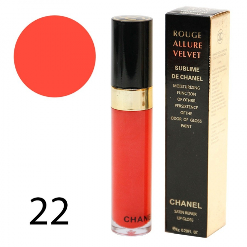 Блеск для губ Chanel Rouge Allure Velvet Sublime 8g №22 (1шт) (КОПИИ)