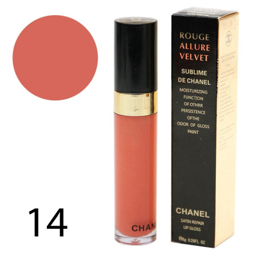 Блеск для губ Chanel Rouge Allure Velvet Sublime 8g №14 (1шт) (КОПИИ)