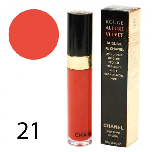 Блеск для губ Chanel Rouge Allure Velvet Sublime 8g №21 (1шт) (КОПИИ)