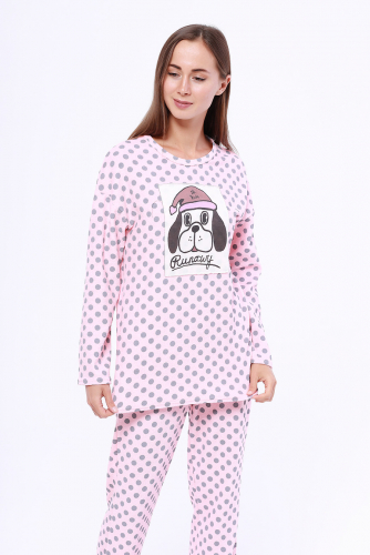 #91641 Пижама (Неженка) Розовый/серый горох