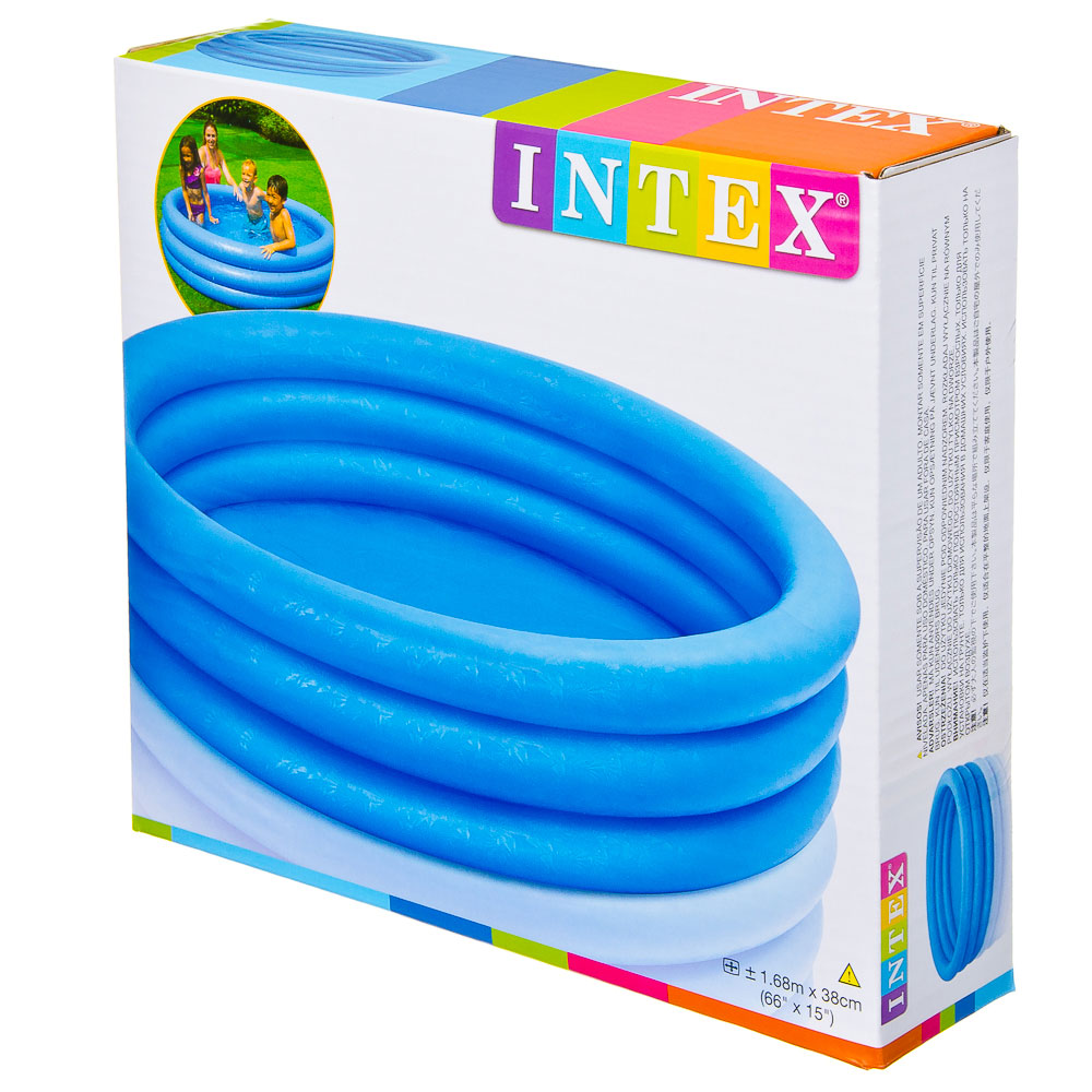 INTEX Бассейн надувной Кристалл, 481л, 168x38см, голубой от, 2 лет, 58446