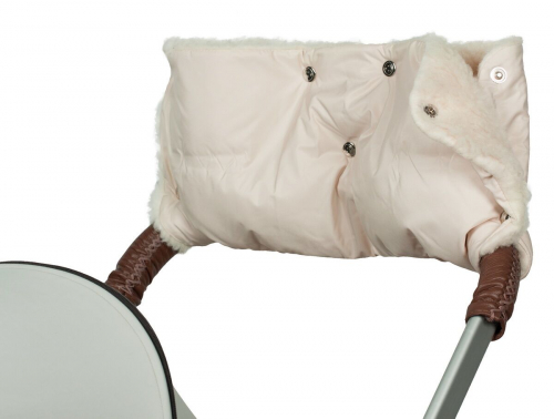 Муфта для рук на коляску меховая Классика бежевая