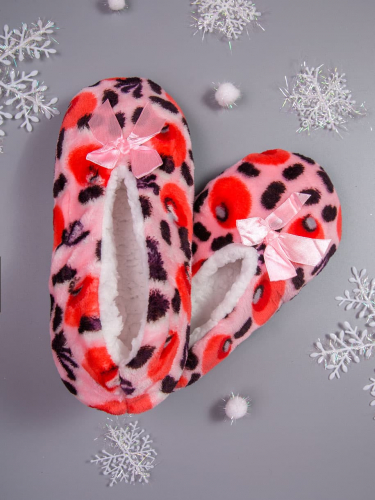 Тапочки-носки домашние женские, пятнистые, розовый (размер универсальный)