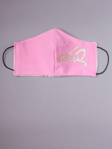 Маска с карманом из трикотажного полотна профилактическая, стразы, розовый